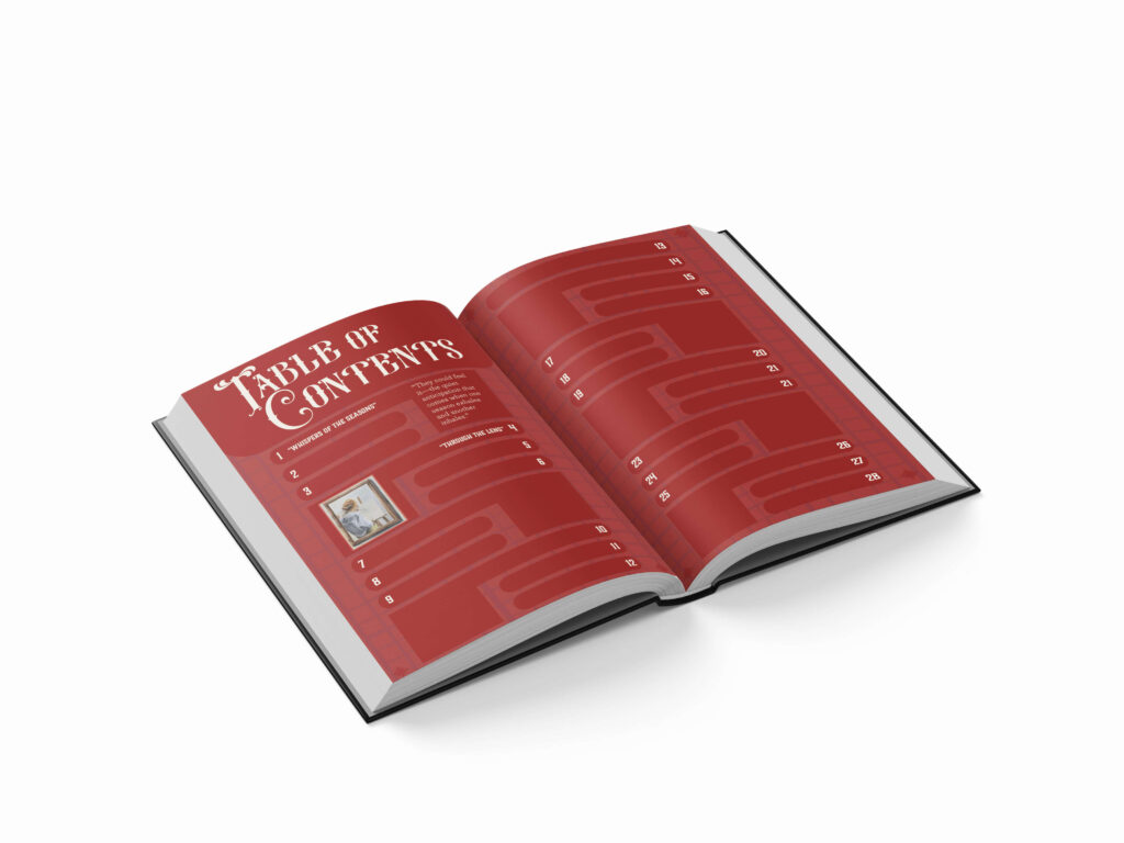 mockup of table of contents page