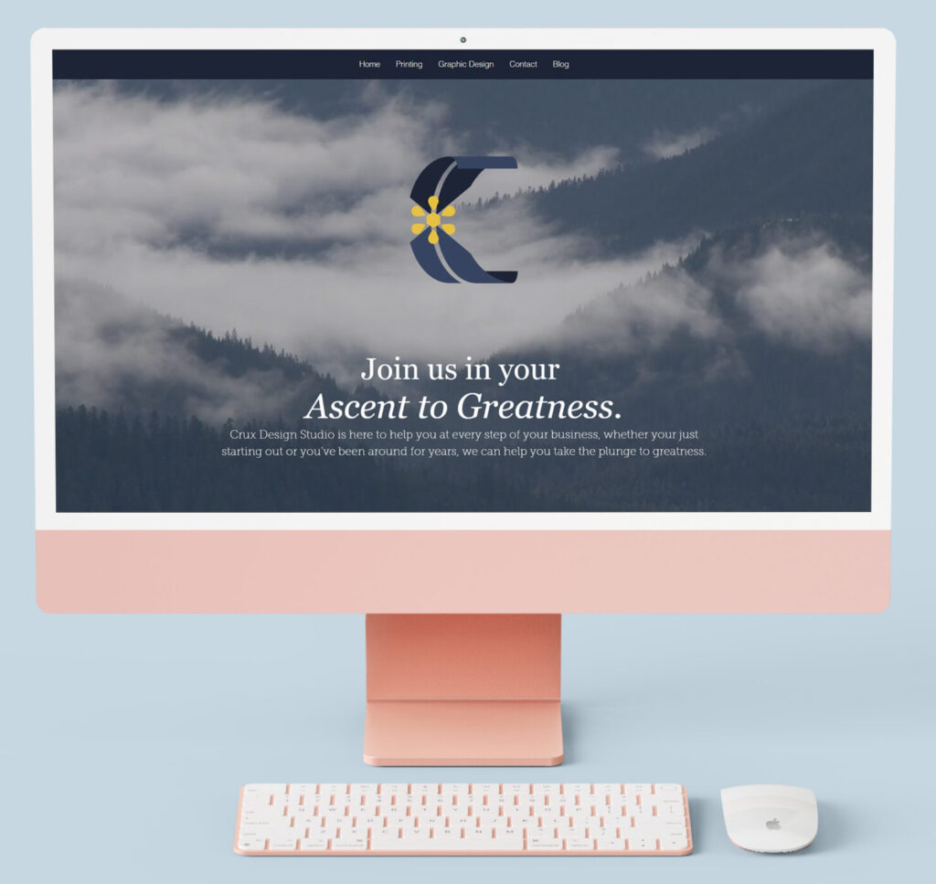 imac mockup of landing page